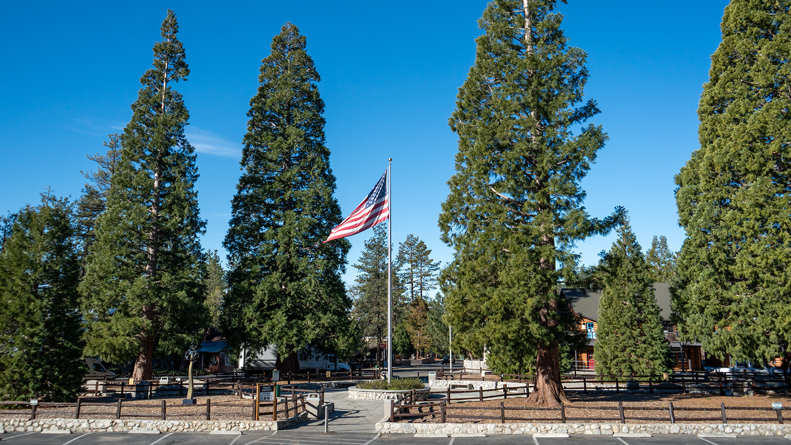 Flag over IDY Park in Idyllwild Calfornia