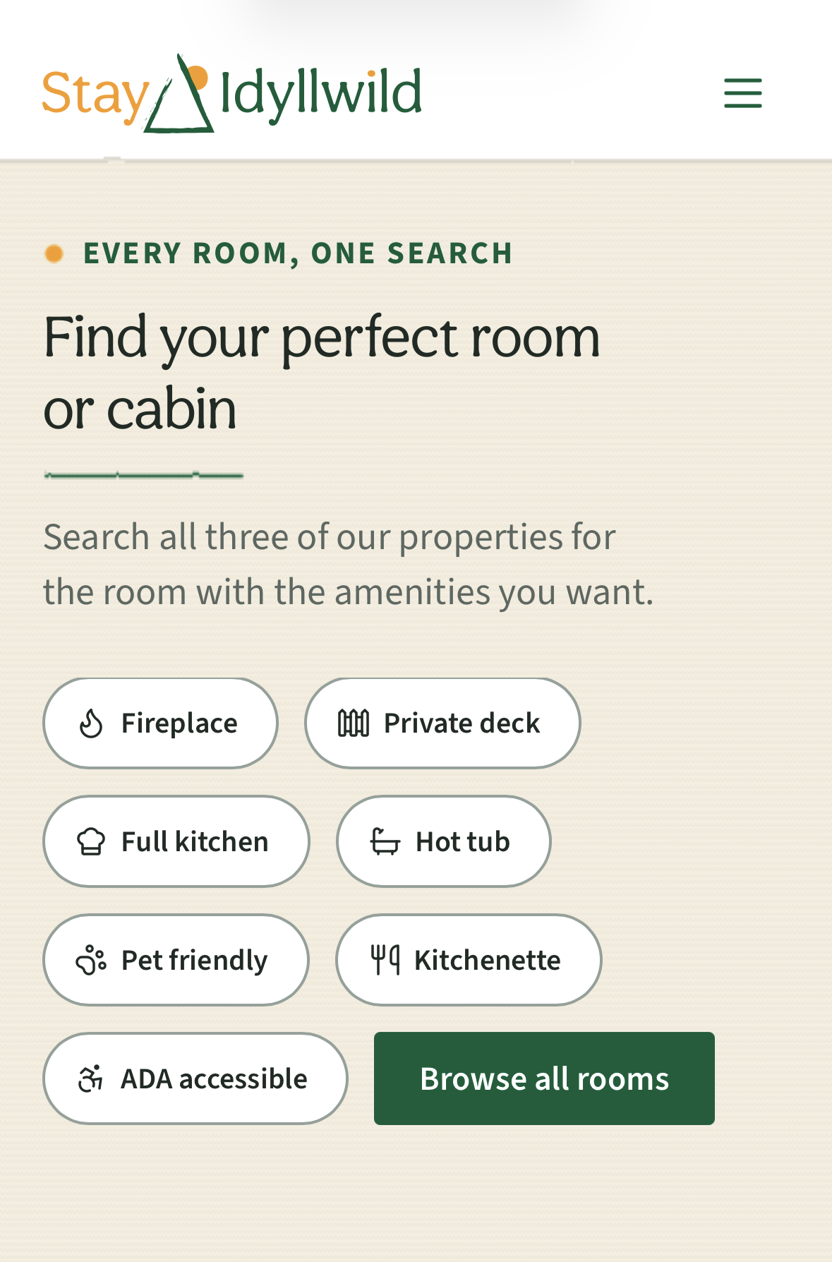 Stay Idyllwild Amenity search